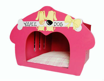 niche pour chien en bois et tissu de luxe 2 couleurs